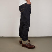 Image showing the IH-888S-21 - 21oz Selvedge Denim Medium/High Rise Tapered Cut Jeans which is a Jeans described by the following info 888, Back In, Bottoms, Iron Heart, Jeans, Released, Tappered and sold on the IRON HEART GERMANY online store