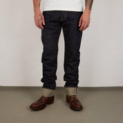 Image showing the IH-888S-21 - 21oz Selvedge Denim Medium/High Rise Tapered Cut Jeans which is a Jeans described by the following info 888, Back In, Bottoms, Iron Heart, Jeans, Released, Tappered and sold on the IRON HEART GERMANY online store