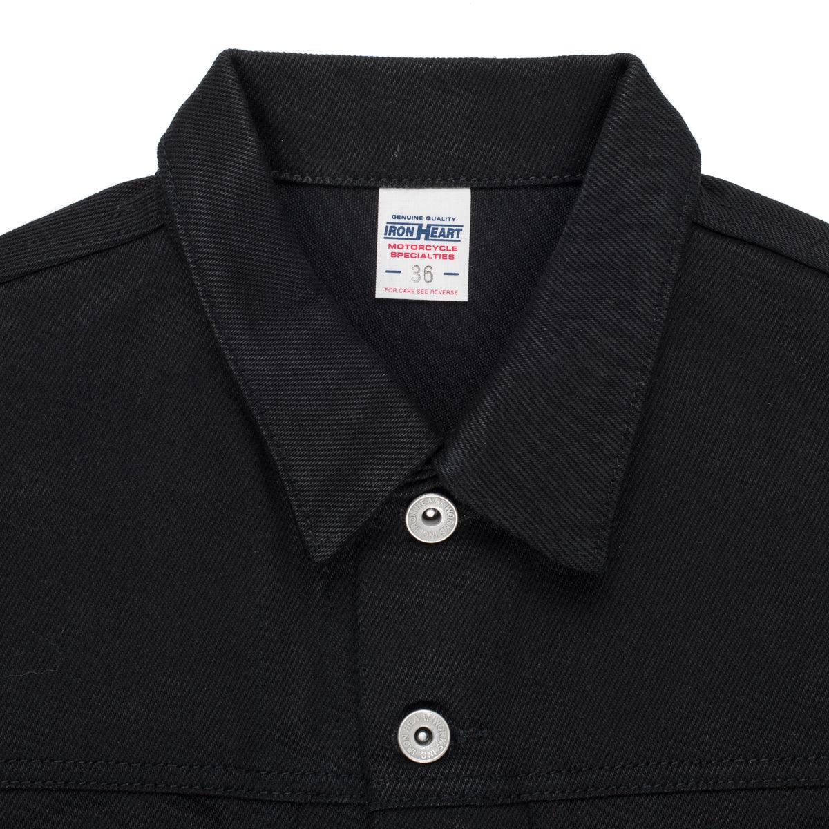 Image showing the IH-9526V - 21oz Non-Fade Denim Vest Superblack which is a Vests described by the following info Iron Heart, Released, Tops, Vests and sold on the IRON HEART GERMANY online store