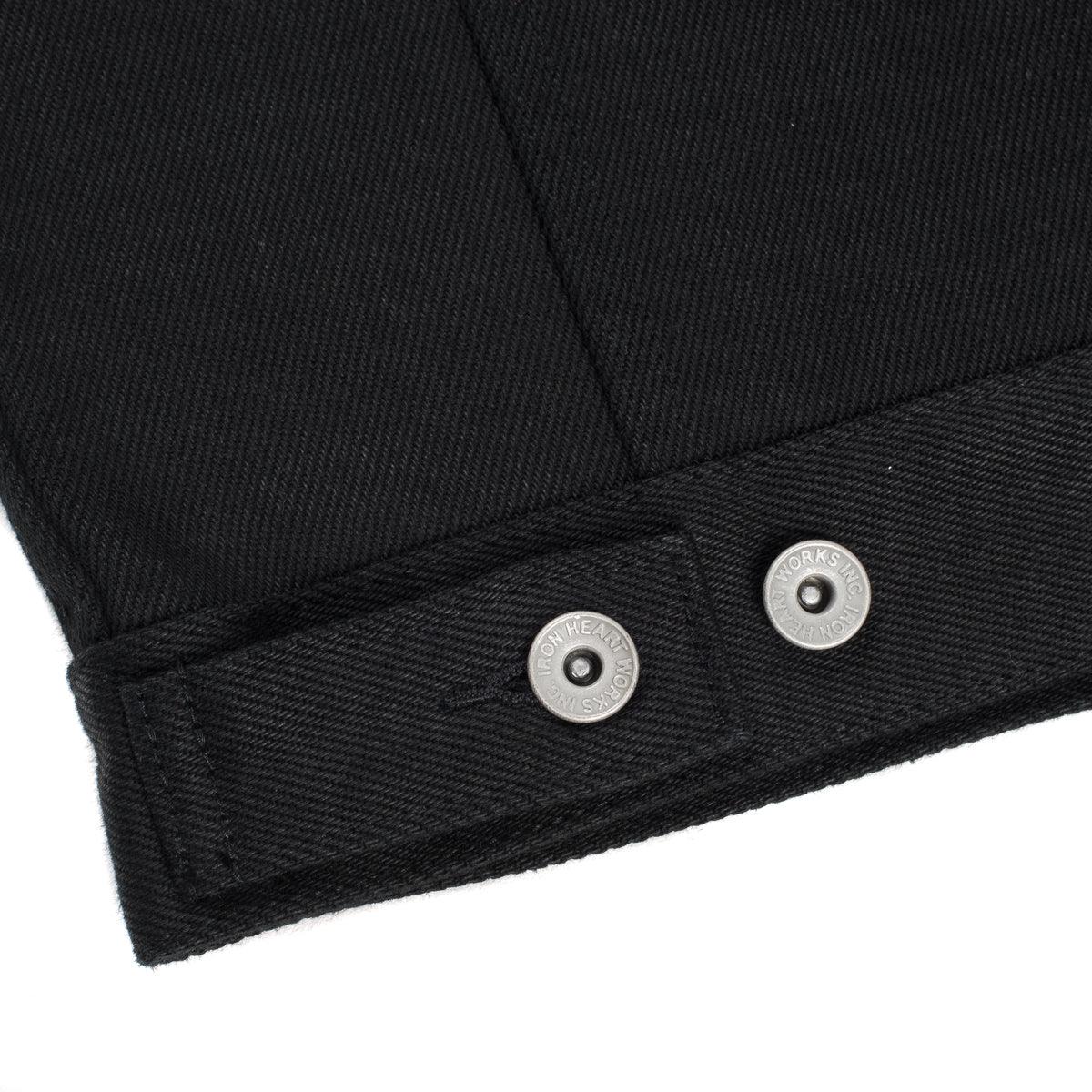 Image showing the IH-9526V - 21oz Non-Fade Denim Vest Superblack which is a Vests described by the following info Iron Heart, Released, Tops, Vests and sold on the IRON HEART GERMANY online store