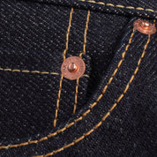 Image showing the IH-555-XHS - 25oz Selvedge Denim Slim Straight Cut Jeans in Indigo which is a Jeans described by the following info 555, Bottoms, Iron Heart, Jeans, Released and sold on the IRON HEART GERMANY online store
