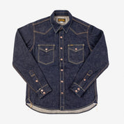 Image showing the IHSH-292-IND - 18oz Vintage Selvedge Denim CPO Shirt Indigo which is a Shirts described by the following info Iron Heart, Released, Shirts, Tops and sold on the IRON HEART GERMANY online store