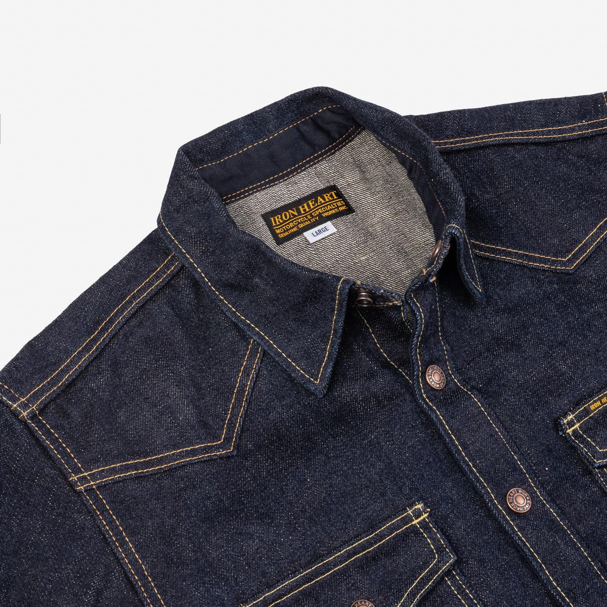 Image showing the IHSH-292-IND - 18oz Vintage Selvedge Denim CPO Shirt Indigo which is a Shirts described by the following info Iron Heart, Released, Shirts, Tops and sold on the IRON HEART GERMANY online store