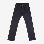 Image showing the IH-634S-B - 21oz Selvedge Denim Straight Cut Jeans - Indigo Overdyed Black which is a Jeans described by the following info 634, Bottoms, IHSALE, IHSALE_M23, Iron Heart, Jeans, Released, Straight and sold on the IRON HEART GERMANY online store