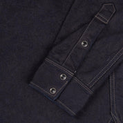 Image showing the IHSH-295-IB - 14oz Selvedge Denim Western Shirt Indigo/Black which is a Shirts described by the following info IHSALE, Iron Heart, Released, Shirts, Tops and sold on the IRON HEART GERMANY online store