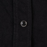 Image showing the IHSH-295-BB - 14oz Selvedge Denim Western Shirt Black/Black which is a Shirts described by the following info Back In, Iron Heart, Released, Shirts, Tops and sold on the IRON HEART GERMANY online store