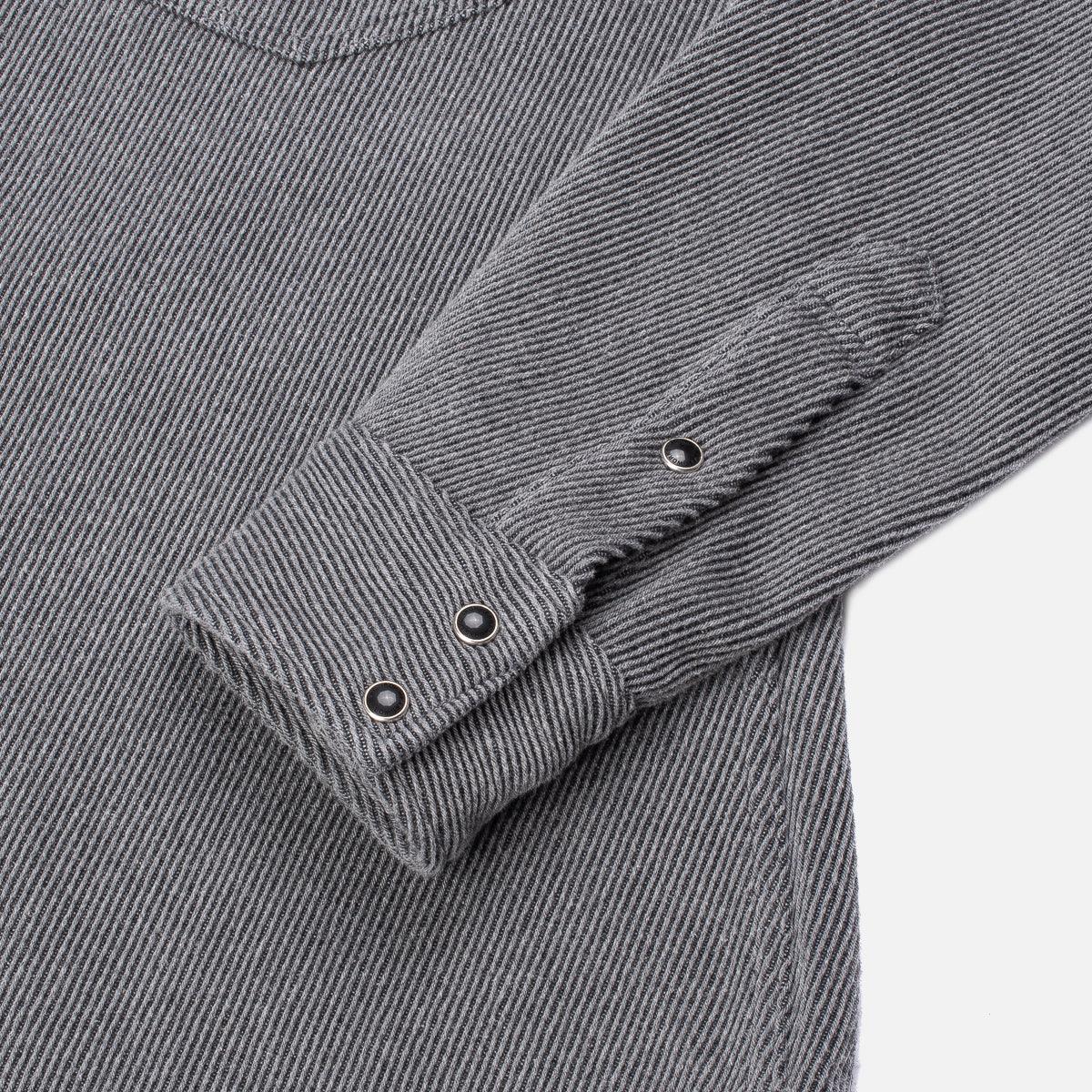 Image showing the IHSH-254 - Top Dyed Heavy Kersey Western Shirt Grey which is a Shirts described by the following info IHSALE, Iron Heart, Released, Shirts, Tops and sold on the IRON HEART GERMANY online store