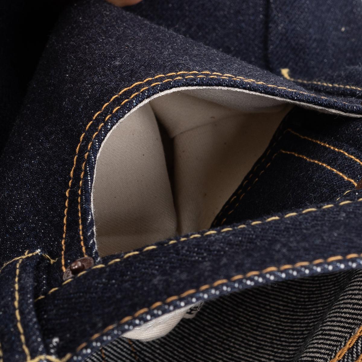 Image showing the IH-634S-UHR - 21/23oz Raw Selvedge Denim Straight Cut Jeans Indigo which is a Jeans described by the following info 634, Bottoms, Iron Heart, Jeans, Released, Straight and sold on the IRON HEART GERMANY online store