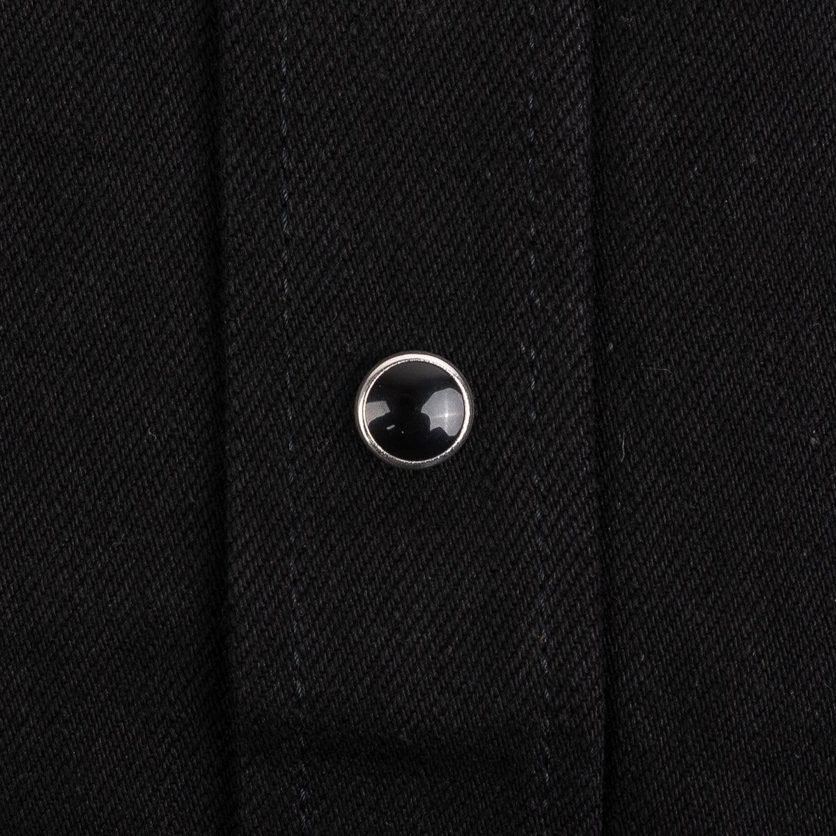 Image showing the IHSH-338-BLK - 12oz Selvedge Denim Work Shirt With Snaps - Black/Black which is a Shirts described by the following info Iron Heart, Released, Shirts, Tops and sold on the IRON HEART GERMANY online store