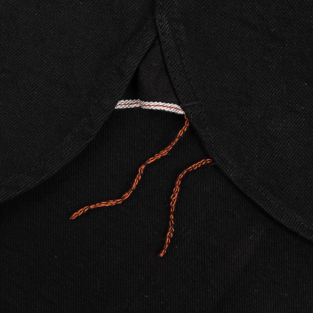 Image showing the IHSH-338-BLK - 12oz Selvedge Denim Work Shirt With Snaps - Black/Black which is a Shirts described by the following info Iron Heart, Released, Shirts, Tops and sold on the IRON HEART GERMANY online store