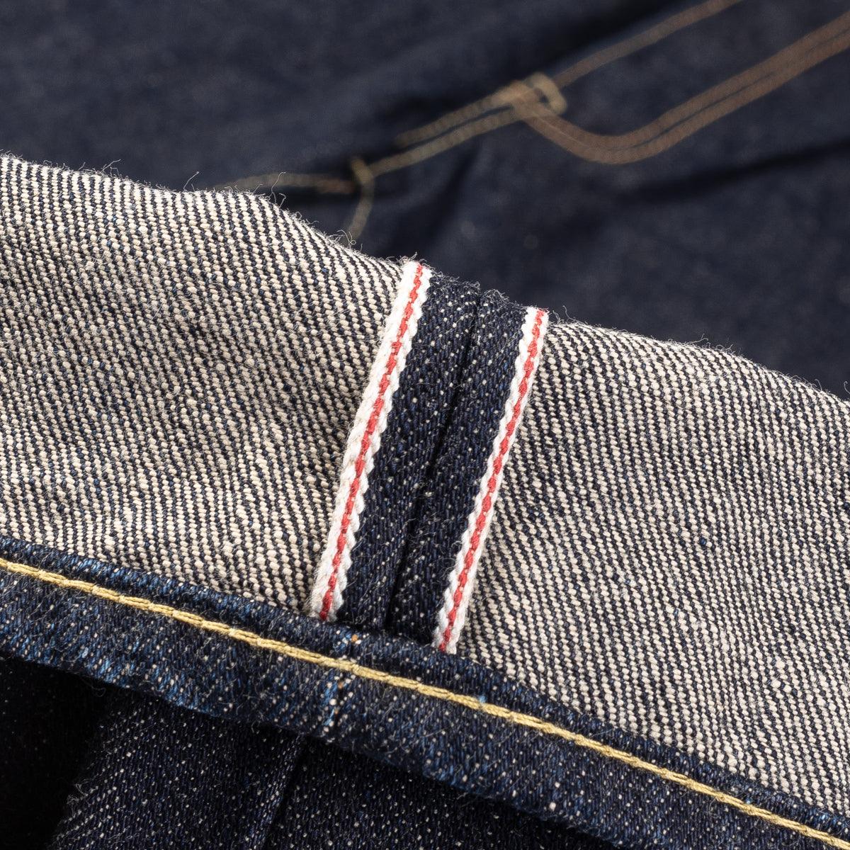 Image showing the IH-555S-18 - 18oz Vintage Selvedge Denim Slim Cut Jeans Indigo which is a Jeans described by the following info 555, Bottoms, Iron Heart, Released, Slim and sold on the IRON HEART GERMANY online store