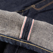 Image showing the IH-555S-18 - 18oz Vintage Selvedge Denim Slim Cut Jeans Indigo which is a Jeans described by the following info 555, Bottoms, Iron Heart, Released, Slim and sold on the IRON HEART GERMANY online store
