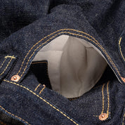 Image showing the IH-555S-18 - 18oz Vintage Selvedge Denim Slim Cut Jeans Indigo which is a Jeans described by the following info 555, Bottoms, Iron Heart, Released, Slim and sold on the IRON HEART GERMANY online store