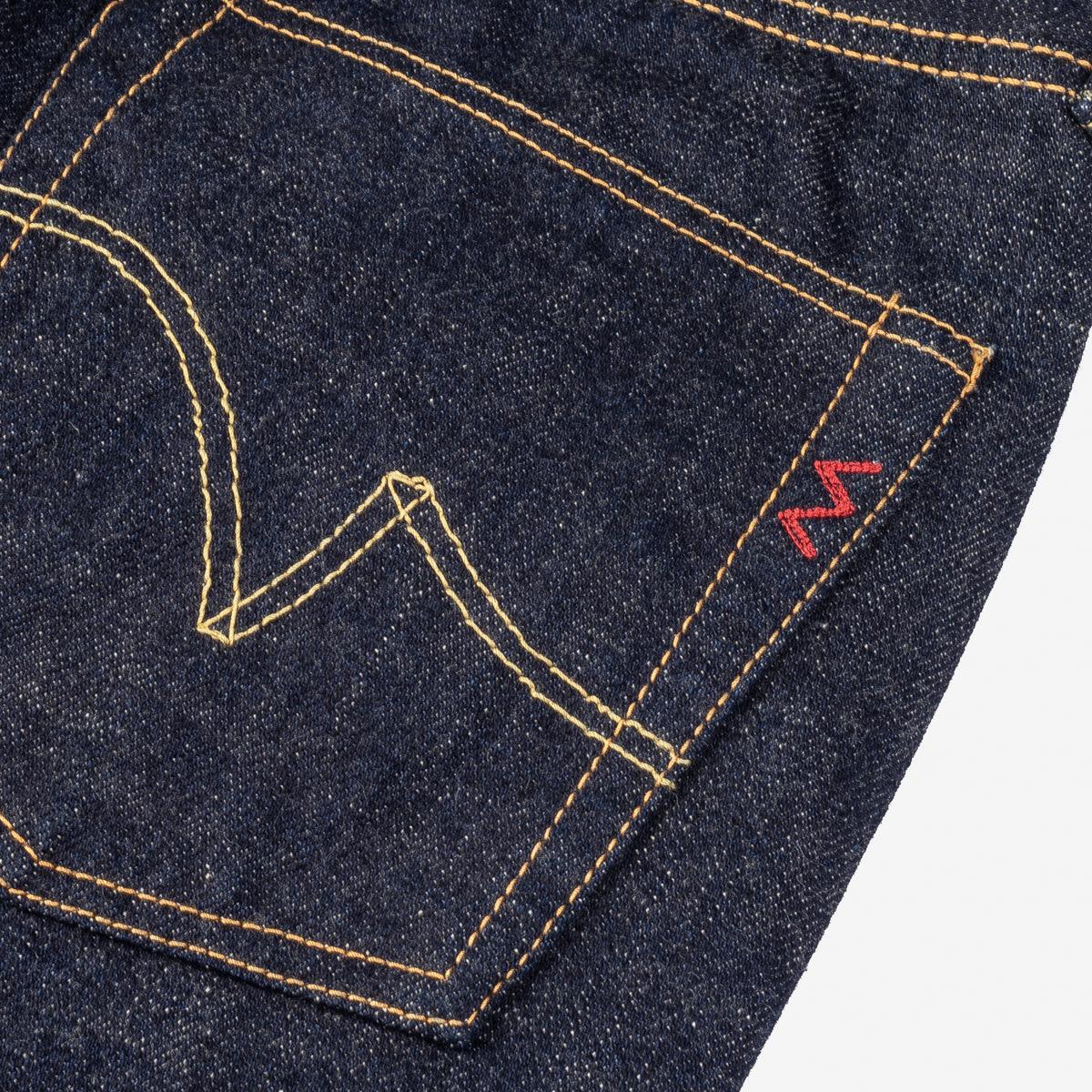 Image showing the IH-555S-18 - 18oz Vintage Selvedge Denim Slim Cut Jeans Indigo which is a Jeans described by the following info 555, Bottoms, Iron Heart, Released, Slim and sold on the IRON HEART GERMANY online store