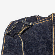 Image showing the IH-555S-18 - 18oz Vintage Selvedge Denim Slim Cut Jeans Indigo which is a Jeans described by the following info 555, Bottoms, Iron Heart, Released, Slim and sold on the IRON HEART GERMANY online store