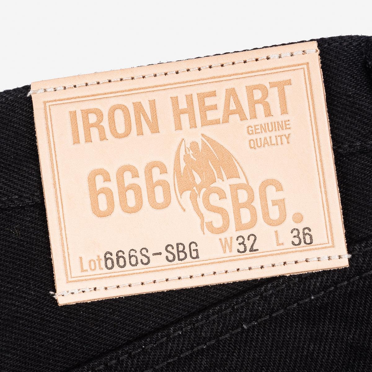 Image showing the IH-666S-SBG - 21oz Selvedge Denim Superblack (Fades To Grey) which is a Jeans described by the following info 666, Bottoms, Iron Heart, Jeans, Released, Slim, Straight and sold on the IRON HEART GERMANY online store