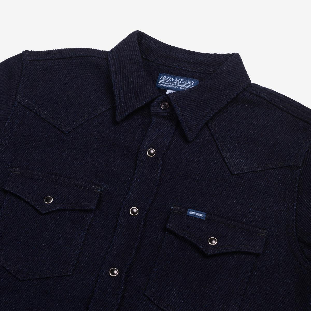 Image showing the IHSH-208-IND - Kersey Western Shirt Indigo which is a Shirts described by the following info IHSALE_M23, Iron Heart, Released, Shirts, Tops and sold on the IRON HEART GERMANY online store