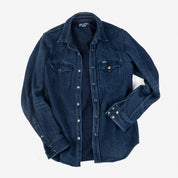 Image showing the IHSH-208-IND - Kersey Western Shirt Indigo which is a Shirts described by the following info IHSALE_M23, Iron Heart, Released, Shirts, Tops and sold on the IRON HEART GERMANY online store