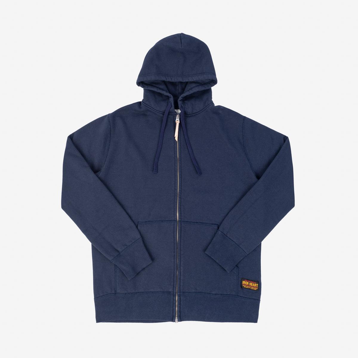 Image showing the IHSW-10-NAV - 14oz Ultra Heavyweight Loopwheel Cotton Hoodie Navy which is a Sweatshirts described by the following info IHSALE, Iron Heart, Released, Sweatshirts, Tops and sold on the IRON HEART GERMANY online store