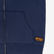 Image showing the IHSW-10-NAV - 14oz Ultra Heavyweight Loopwheel Cotton Hoodie Navy which is a Sweatshirts described by the following info IHSALE, Iron Heart, Released, Sweatshirts, Tops and sold on the IRON HEART GERMANY online store
