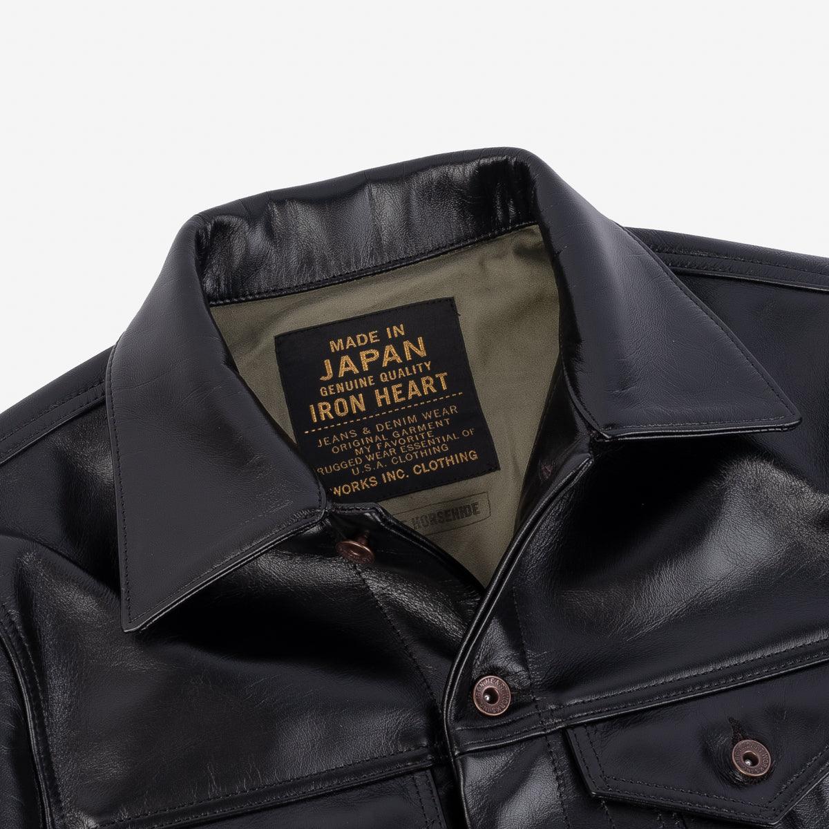 Image showing the IHJ-64-BLK - Horsehide Modified Type III Jacket - Black which is a LEATHER JACKETS described by the following info Iron Heart, LEATHER JACKETS, Released, Tops and sold on the IRON HEART GERMANY online store