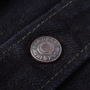 Image showing the IHSH-293-OD - 18oz Vintage Selvedge Denim CPO Shirt Indigo Overdyed Black which is a Shirts described by the following info Back In, Denim Jackets, Iron Heart, Released, Shirts, Tops and sold on the IRON HEART GERMANY online store