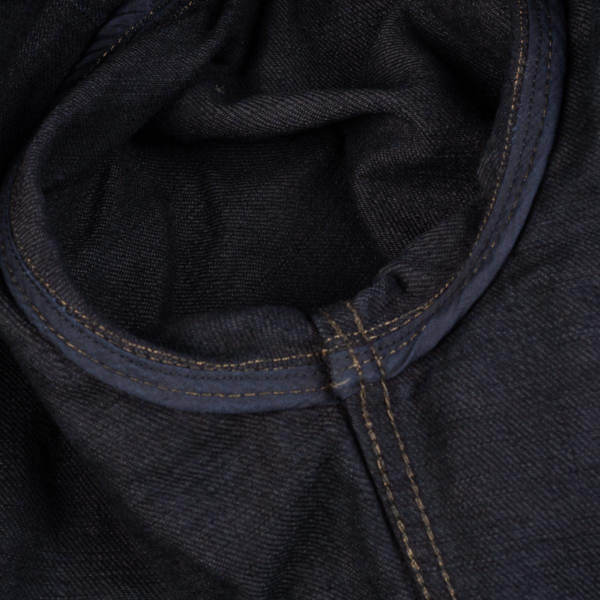 Image showing the IHSH-293-OD - 18oz Vintage Selvedge Denim CPO Shirt Indigo Overdyed Black which is a Shirts described by the following info Back In, Denim Jackets, Iron Heart, Released, Shirts, Tops and sold on the IRON HEART GERMANY online store