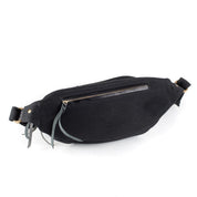 Image showing the IHE-37 - 21oz Denim Waist Bag - Superblack which is a Bags described by the following info Accessories, Back In, Bags, Iron Heart, Released and sold on the IRON HEART GERMANY online store