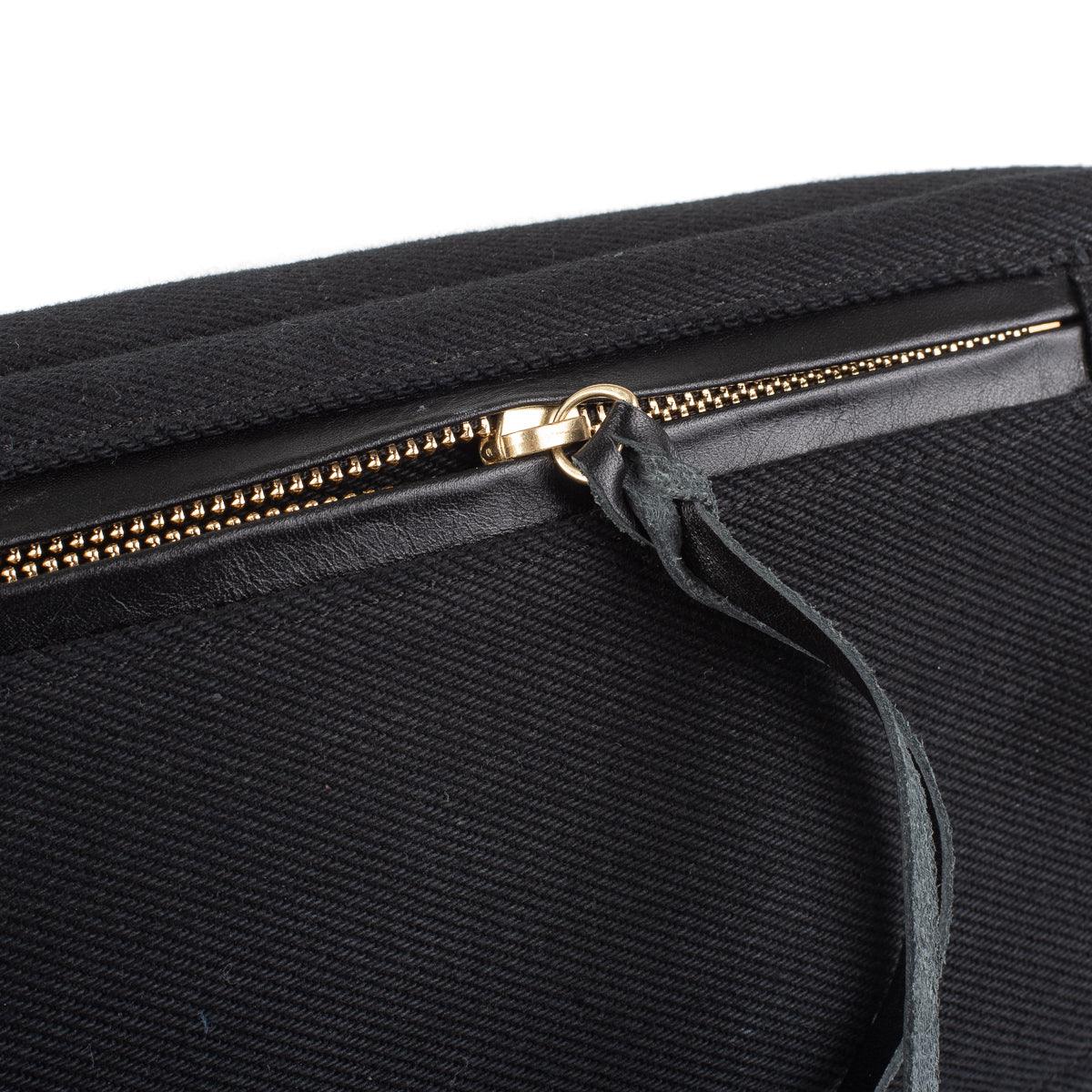 Image showing the IHE-37 - 21oz Denim Waist Bag - Superblack which is a Bags described by the following info Accessories, Back In, Bags, Iron Heart, Released and sold on the IRON HEART GERMANY online store