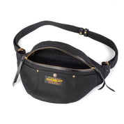 Image showing the IHE-37 - 21oz Denim Waist Bag - Superblack which is a Bags described by the following info Accessories, Back In, Bags, Iron Heart, Released and sold on the IRON HEART GERMANY online store