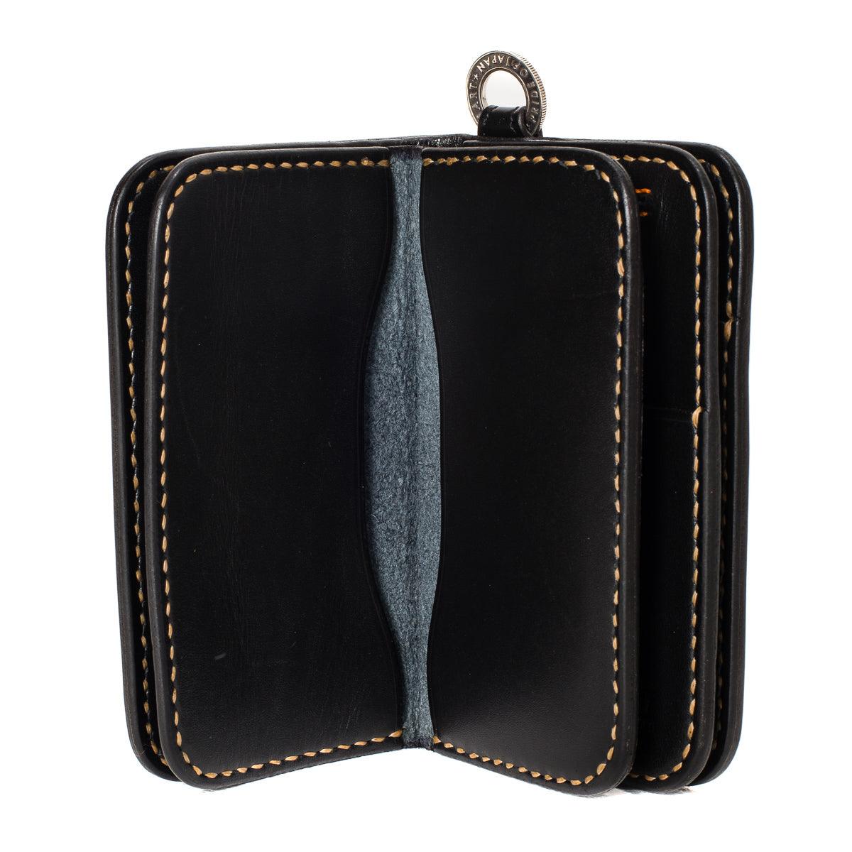 Image showing the IHG-02-BLK - Medium Shell Cordovan Wallet - Black which is a WALLETS AND CHAINS described by the following info Accessories, Iron Heart, Released, WALLETS AND CHAINS and sold on the IRON HEART GERMANY online store
