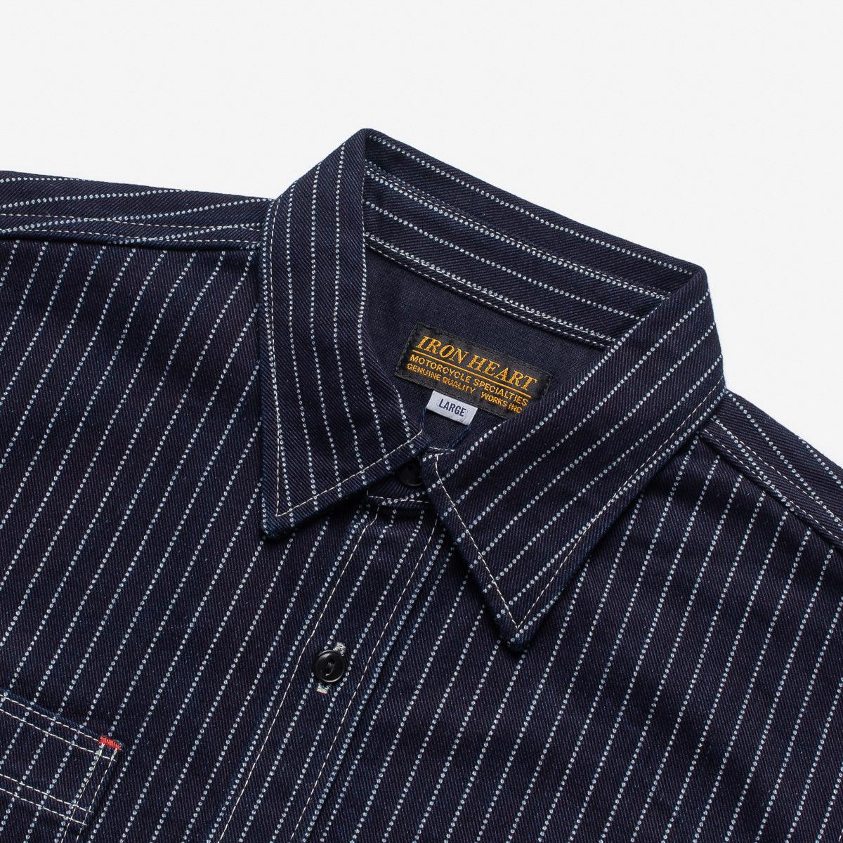 Image showing the IHSH-266-IND - 12oz Wabash Work Shirt - Indigo With Black Buttons which is a Shirts described by the following info Iron Heart, Released, Shirts, Tops and sold on the IRON HEART GERMANY online store