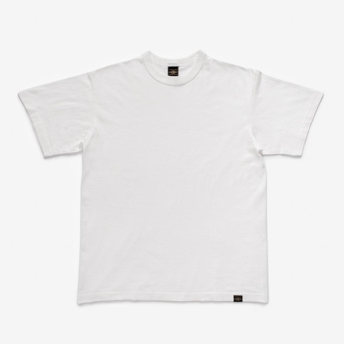 Image showing the IHT-1610L-WHT - 6.5oz Loopwheel Crew Neck T-Shirt White which is a T-Shirts described by the following info Iron Heart, Released, T-Shirts, Tops and sold on the IRON HEART GERMANY online store