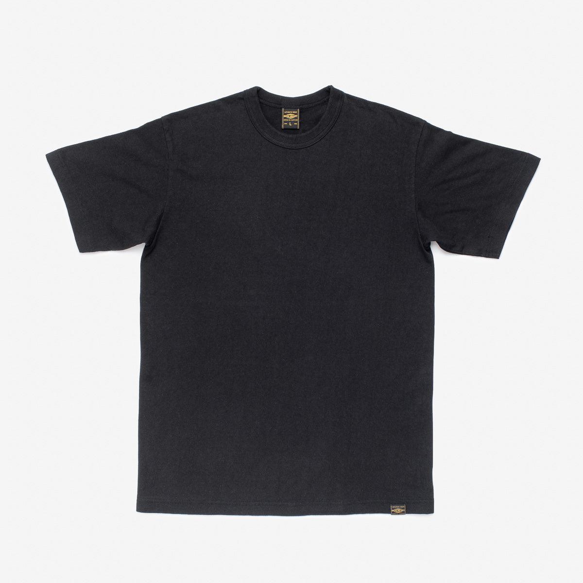 Image showing the IHT-1610L-BLK - 6.5oz Loopwheel Crew Neck T-Shirt Black which is a T-Shirts described by the following info Iron Heart, Released, T-Shirts, Tops and sold on the IRON HEART GERMANY online store