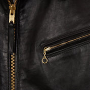 Image showing the SB-MV-ME/HO-BLK - Simmons Bilt "MAVERICK" Horween Horsehide Jacket - Black which is a LEATHER JACKETS described by the following info Bargain, Jackets, LEATHER JACKETS, SIMMONS BILT and sold on the IRON HEART GERMANY online store