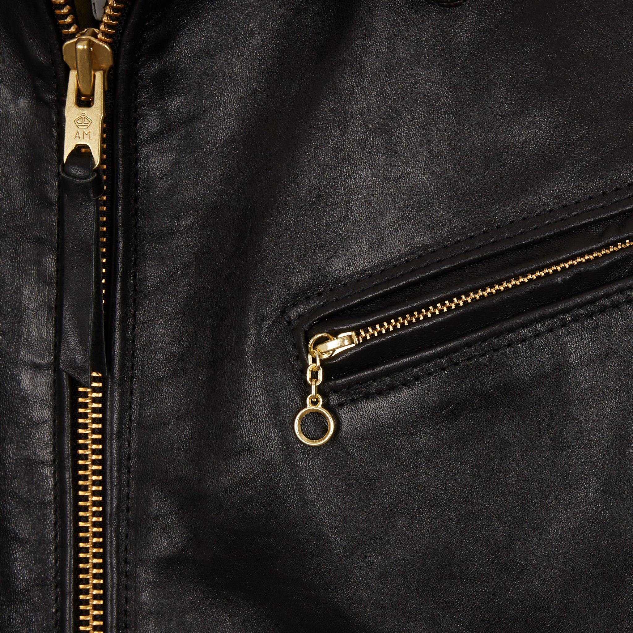 Image showing the SB-MV-ME/HO-BLK - Simmons Bilt "MAVERICK" Horween Horsehide Jacket - Black which is a LEATHER JACKETS described by the following info Bargain, Jackets, LEATHER JACKETS, SIMMONS BILT and sold on the IRON HEART GERMANY online store