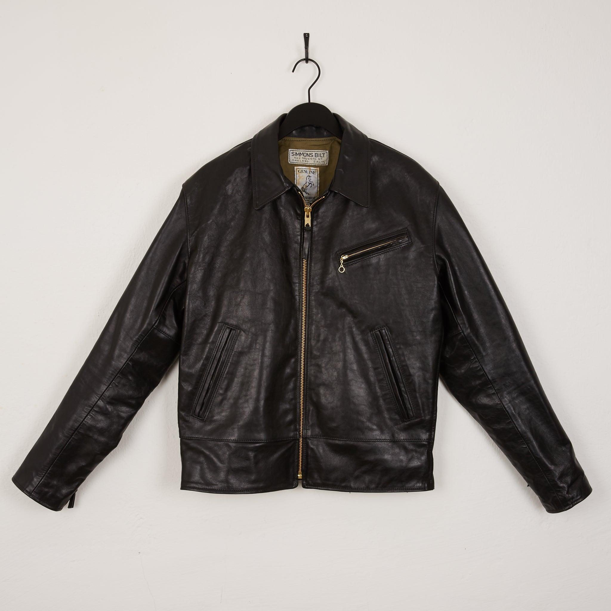 Image showing the SB-MV-ME/HO-BLK - Simmons Bilt "MAVERICK" Horween Horsehide Jacket - Black which is a LEATHER JACKETS described by the following info Bargain, Jackets, LEATHER JACKETS, SIMMONS BILT and sold on the IRON HEART GERMANY online store