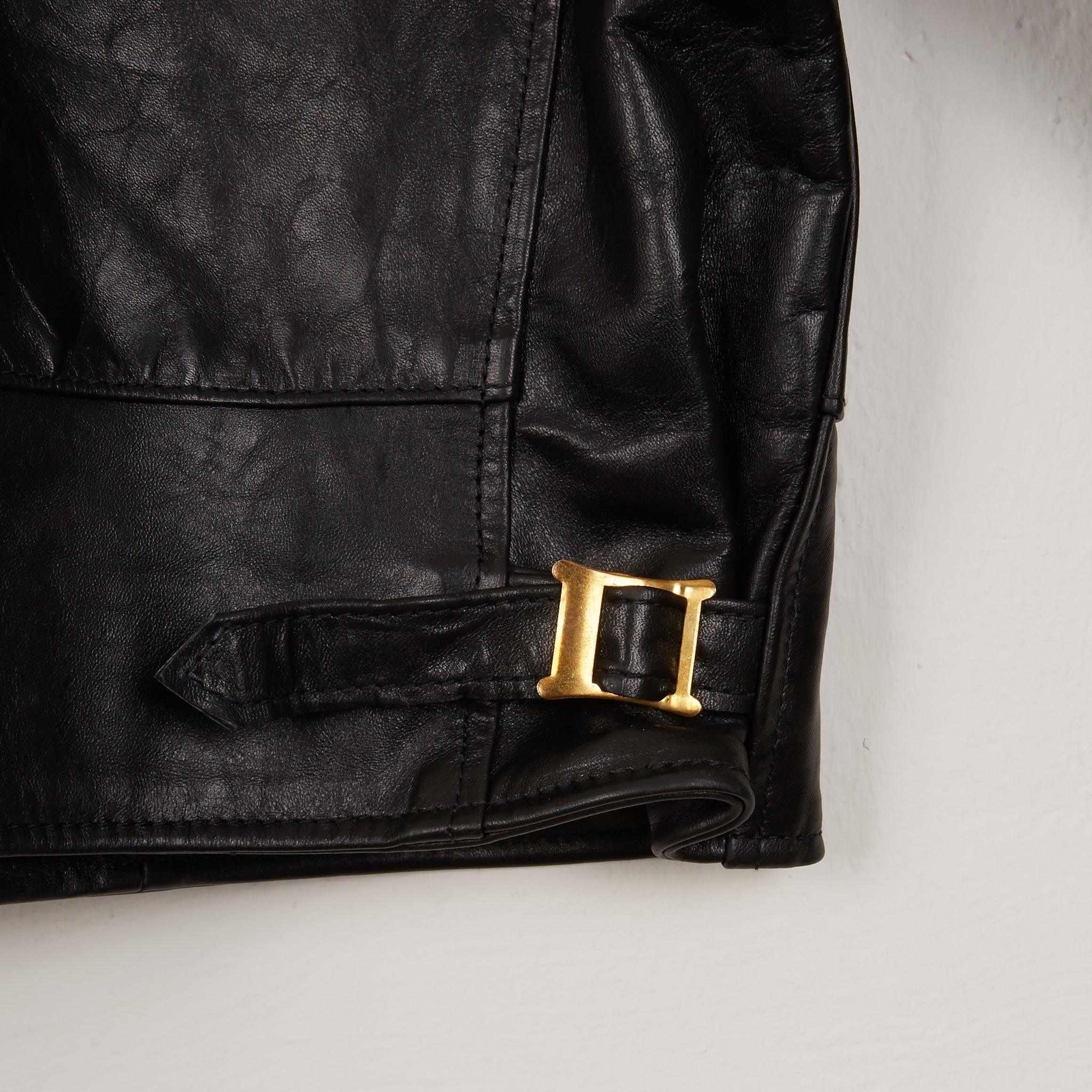 Image showing the SB-MV-ME/HO-BLK - Simmons Bilt "MAVERICK" Horween Horsehide Jacket - Black which is a LEATHER JACKETS described by the following info Bargain, Jackets, LEATHER JACKETS, SIMMONS BILT and sold on the IRON HEART GERMANY online store