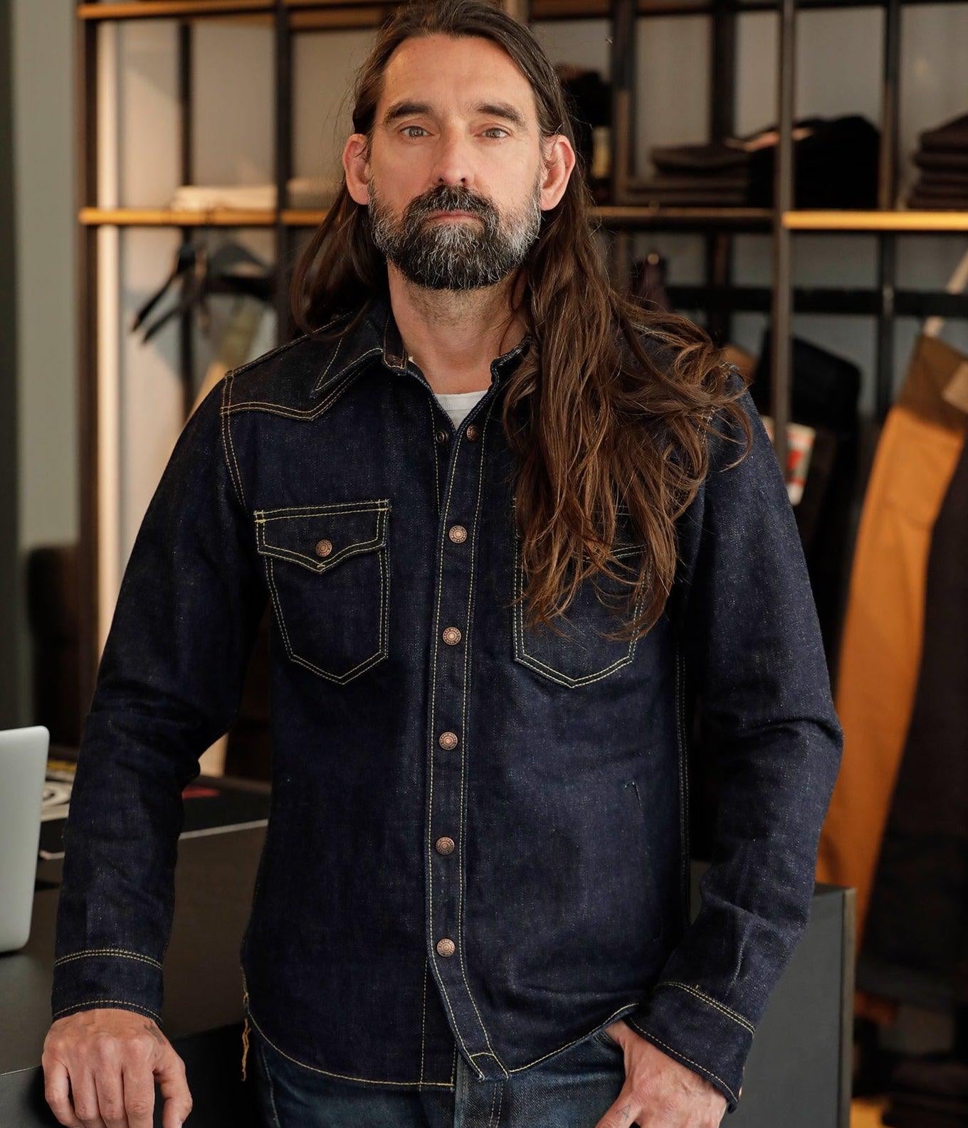 Image showing the IHSH-292-IND - 18oz Vintage Selvedge Denim CPO Shirt Indigo which is a Shirts described by the following info Iron Heart, Released, Shirts, Tops and sold on the IRON HEART GERMANY online store