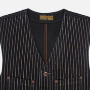 Image showing the IHV-02-BLK - 12oz Wabash/Duck Work Vest - Black/Black which is a Vests described by the following info Iron Heart, Released, Tops, Vests and sold on the IRON HEART GERMANY online store