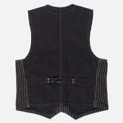 Image showing the IHV-02-BLK - 12oz Wabash/Duck Work Vest - Black/Black which is a Vests described by the following info Iron Heart, Released, Tops, Vests and sold on the IRON HEART GERMANY online store