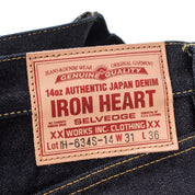 Image showing the IH-634S-142 - 14oz Selvedge Denim Straight Cut Jeans Indigo which is a Jeans described by the following info 634, Bottoms, Iron Heart, Jeans, Released, Straight and sold on the IRON HEART GERMANY online store
