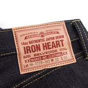 Image showing the IH-777S-142 - 14oz Selvedge Denim Slim Tapered Jeans - Indigo which is a Jeans described by the following info 777, Bottoms, Iron Heart, Jeans, Released, Tappered and sold on the IRON HEART GERMANY online store