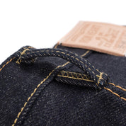 Image showing the IH-555-XHS - 25oz Selvedge Denim Slim Straight Cut Jeans in Indigo which is a Jeans described by the following info 555, Bottoms, Iron Heart, Jeans, Released and sold on the IRON HEART GERMANY online store