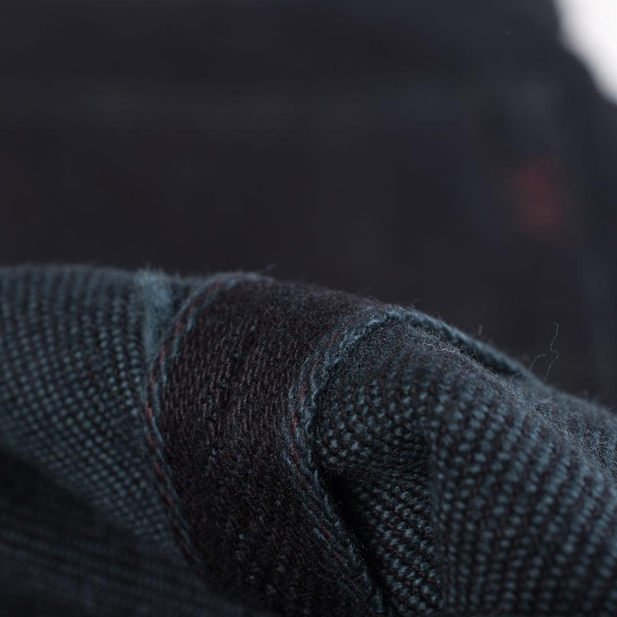 Image showing the IH-666S-142od - 14oz Selvedge Denim Slim Straight Cut Jeans Indigo Overdyed Black which is a Jeans described by the following info 666, Bottoms, Iron Heart, Jeans, Released, Slim, Straight and sold on the IRON HEART GERMANY online store