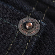 Image showing the IH-666S-142od - 14oz Selvedge Denim Slim Straight Cut Jeans Indigo Overdyed Black which is a Jeans described by the following info 666, Bottoms, Iron Heart, Jeans, Released, Slim, Straight and sold on the IRON HEART GERMANY online store