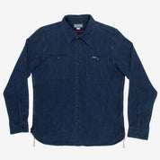 Image showing the IHSH-96-IND - Waffle Work Shirt Indigo which is a Shirts described by the following info Iron Heart, Released, Shirts, Tops and sold on the IRON HEART GERMANY online store
