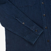 Image showing the IHSH-96-IND - Waffle Work Shirt Indigo which is a Shirts described by the following info Iron Heart, Released, Shirts, Tops and sold on the IRON HEART GERMANY online store