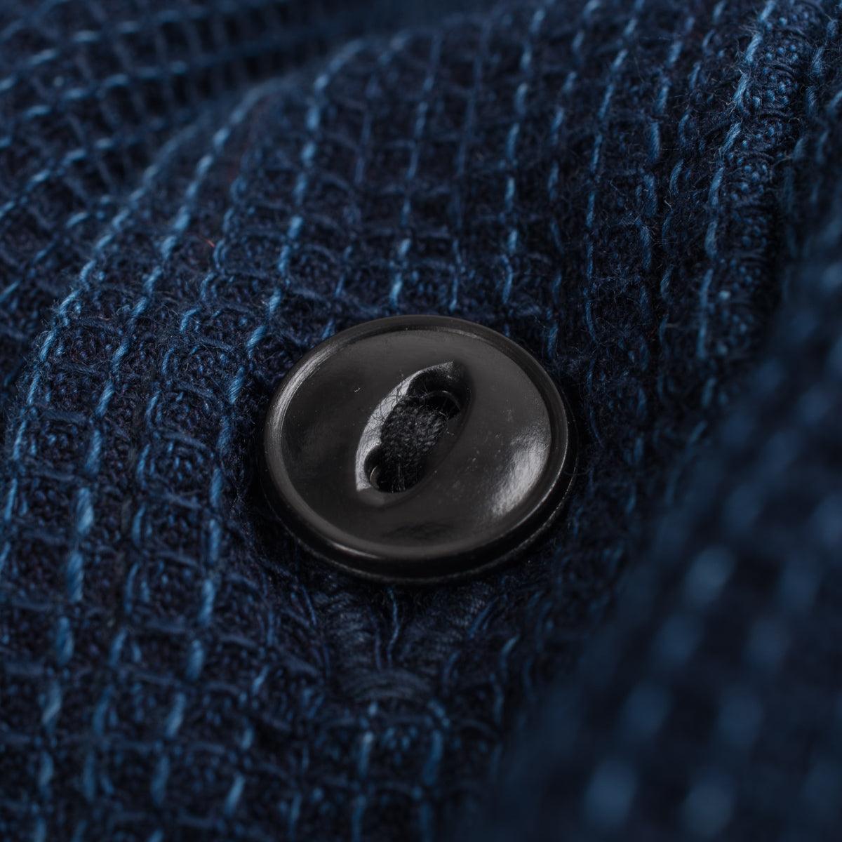 Image showing the IHSH-96-IND - Waffle Work Shirt Indigo which is a Shirts described by the following info Iron Heart, Released, Shirts, Tops and sold on the IRON HEART GERMANY online store
