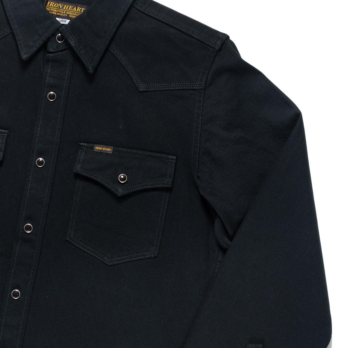 Image showing the IHSH-218-BLK - 12oz Western Shirt "Johnny Cash III" Black which is a Shirts described by the following info Iron Heart, Released, Shirts, Tops and sold on the IRON HEART GERMANY online store